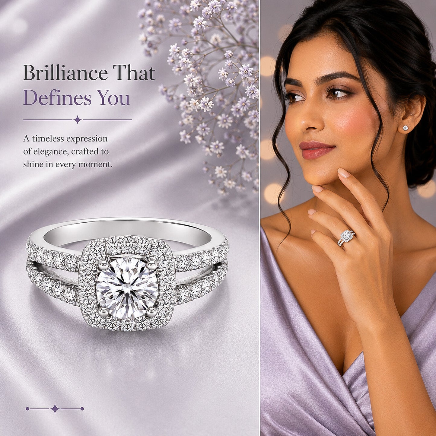 14K Lab Grown Diamond Round-Cut Pave Cluster Ring