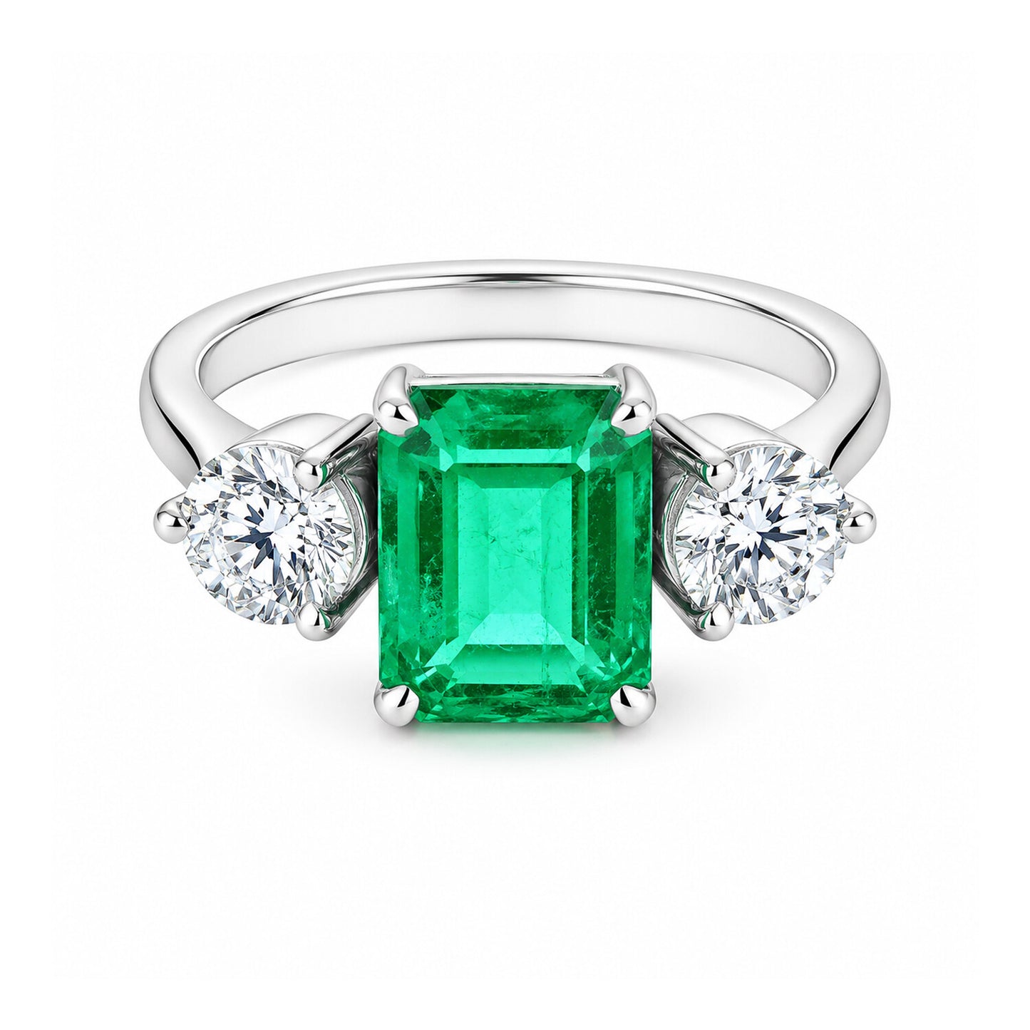 14K Lab Grown Diamond Emerald-Cut Three-Stone Ring
