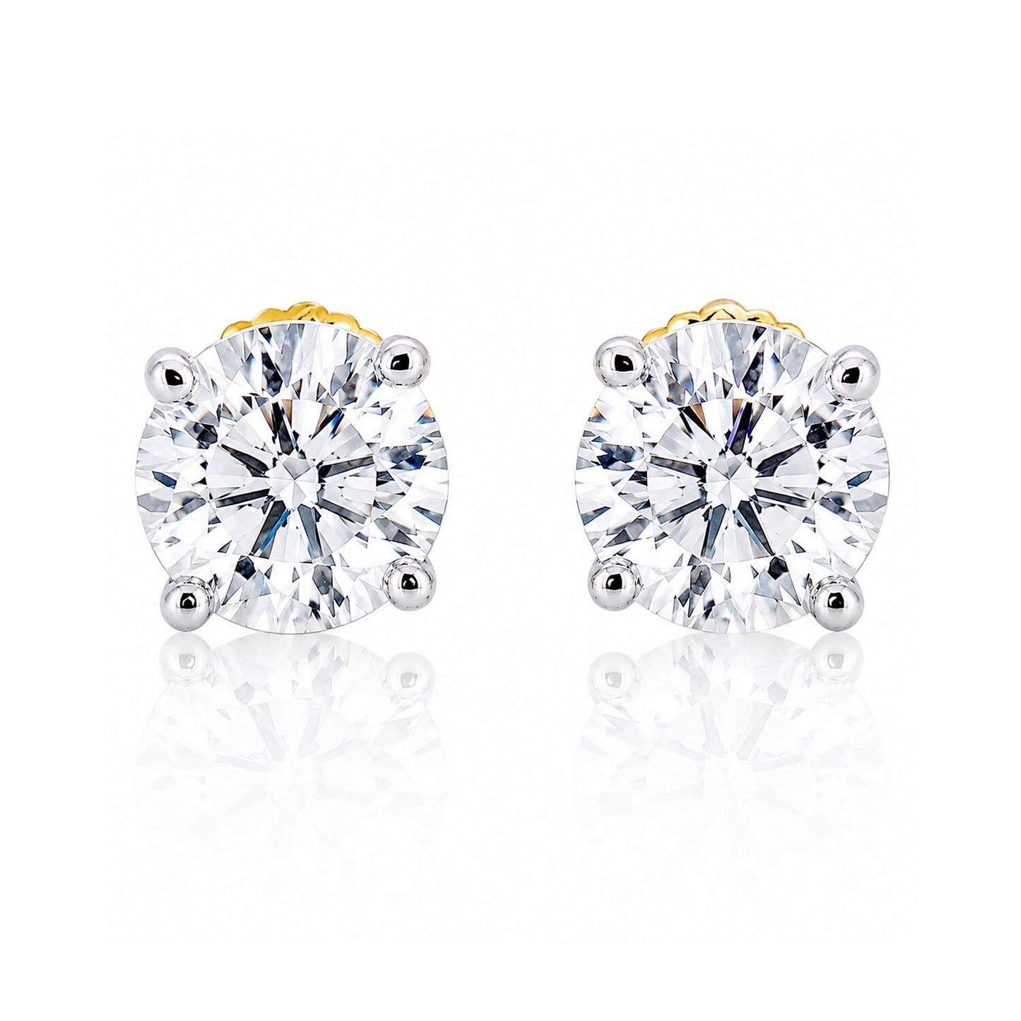 14K/18K Lab-Grown Diamond Solitaire Round Stud Earrings