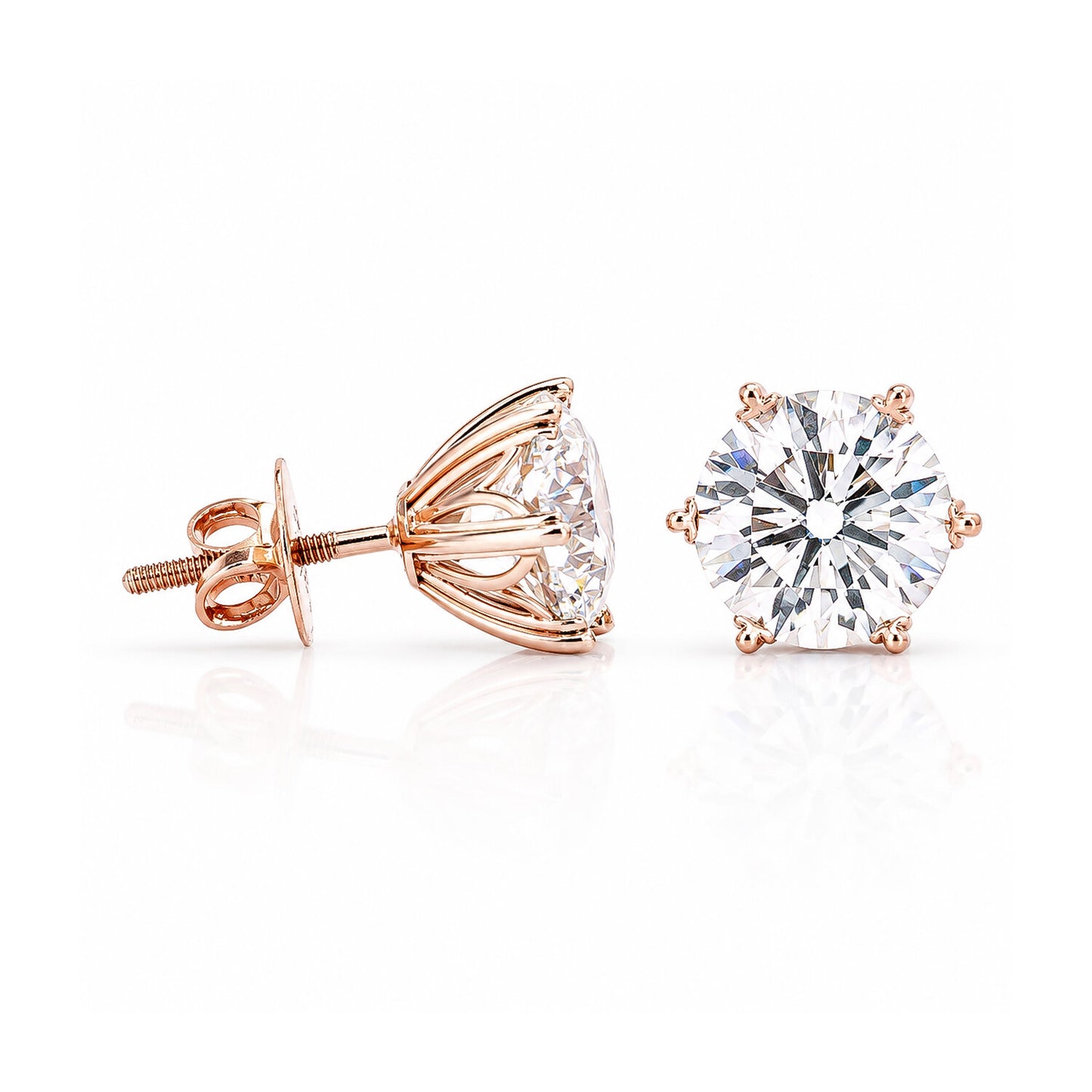 14K/18K Lab-Grown Diamond Solitaire Round Stud Earrings