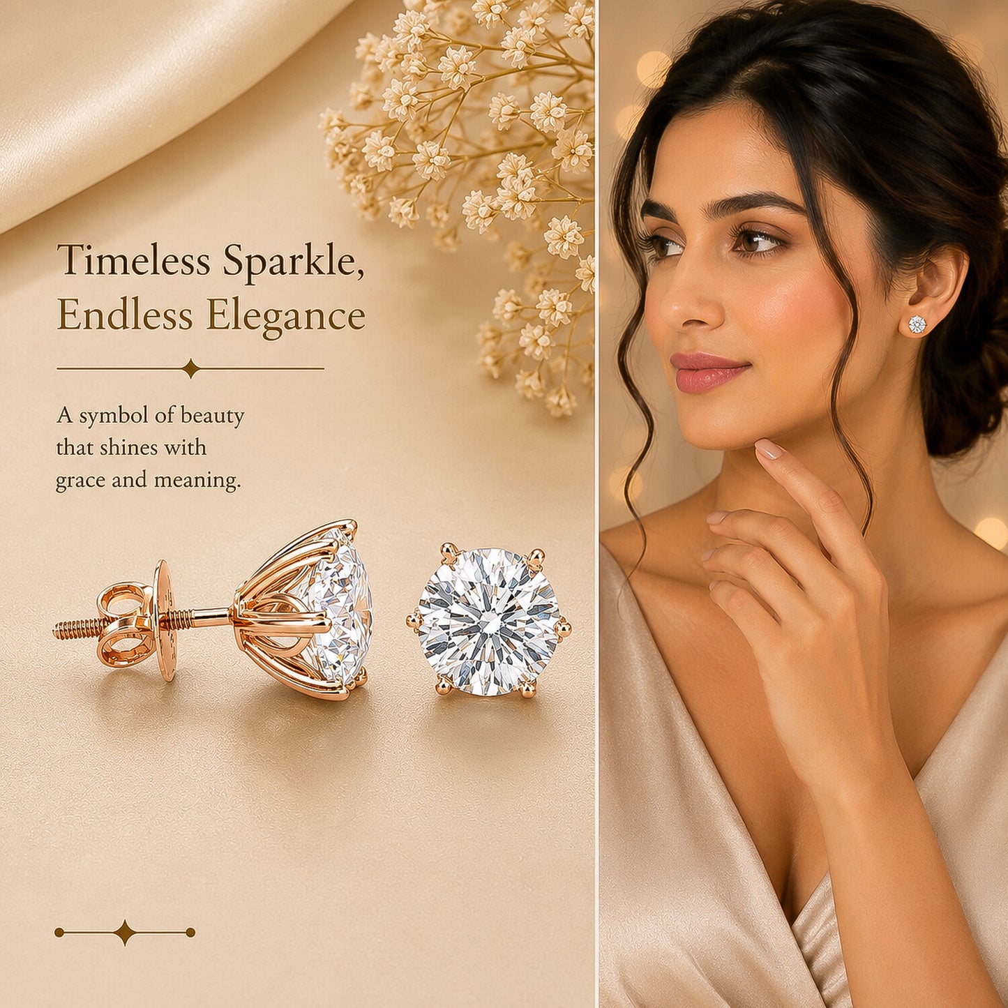 14K/18K Lab-Grown Diamond Solitaire Round Stud Earrings