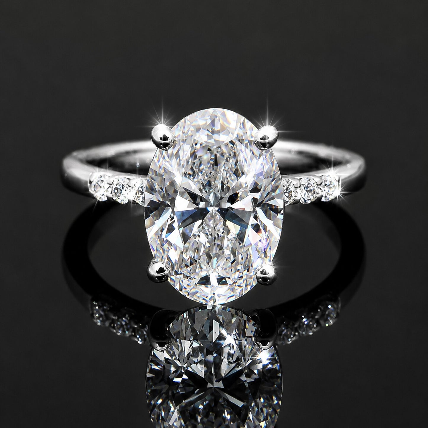 14K Lab Grown Diamond Oval Cluster Ring | IGI Certified