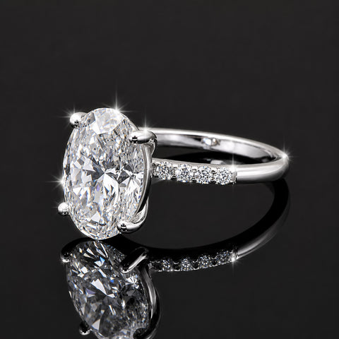 14K/18K Lab Grown Diamond Oval Halo Ring (0.44 ct tw) - BIS Hallmarked Gold