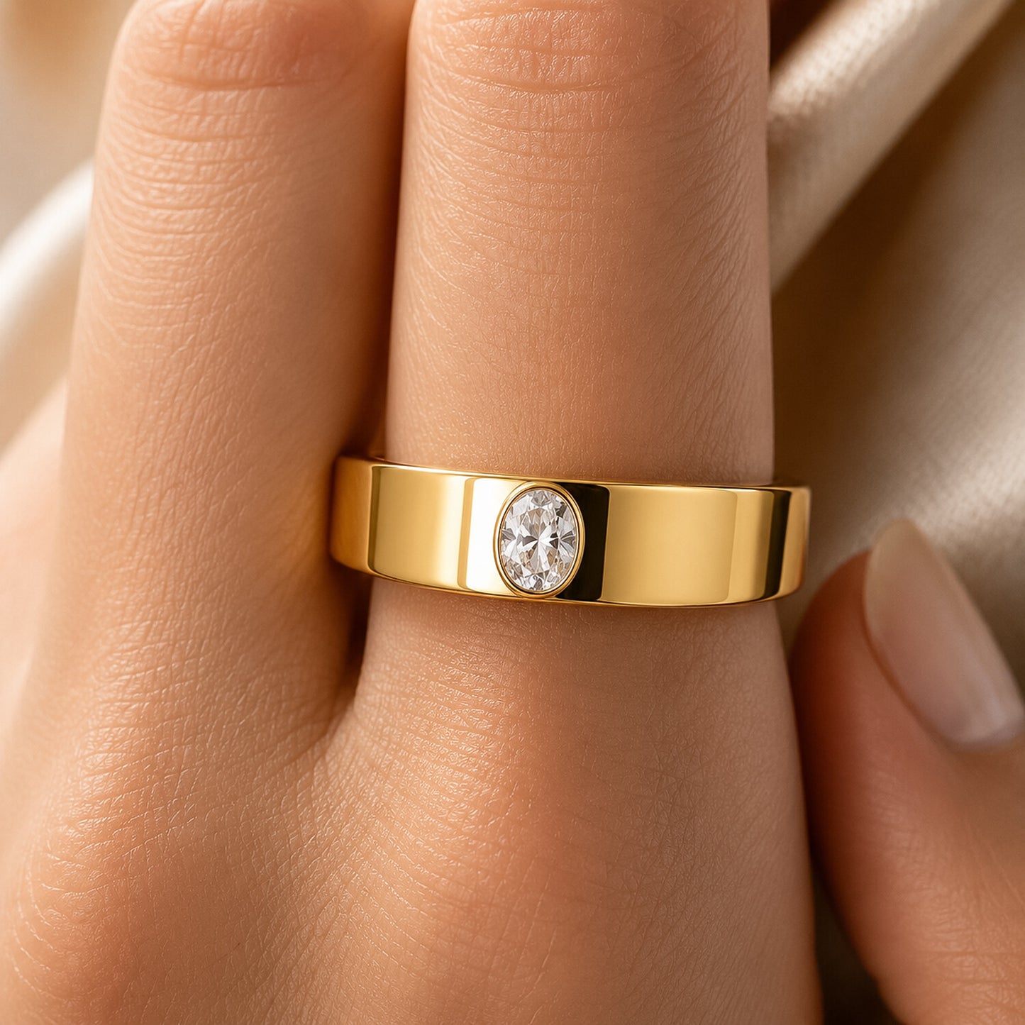 18K Solid Gold Plain Band Ring - Minimalist Stackable, BIS Hallmarked