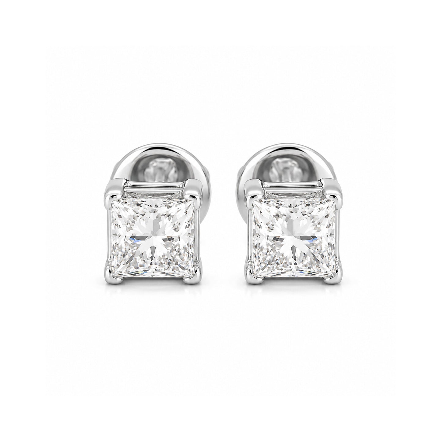 14K/18K Lab-Grown Diamond Solitaire Round Stud Earrings