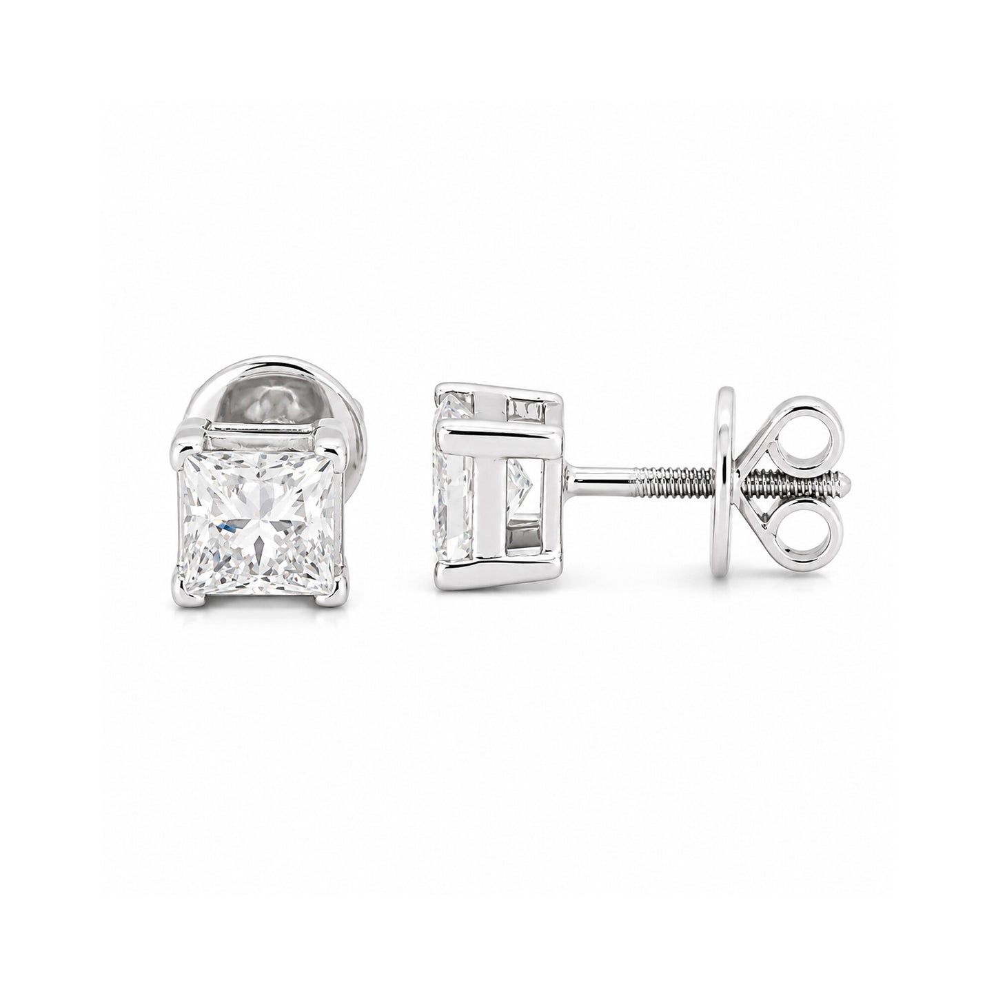 14K/18K Lab-Grown Diamond Solitaire Round Stud Earrings