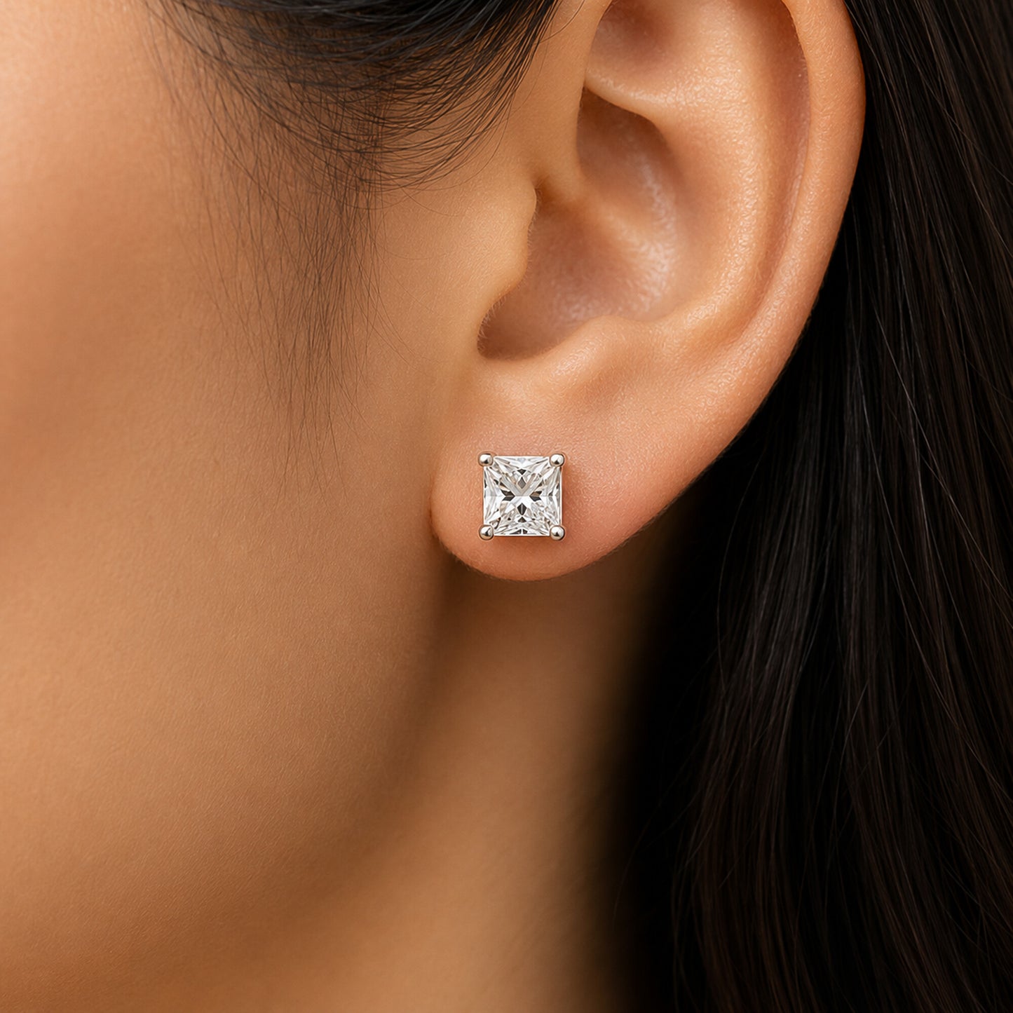 14K/18K Lab-Grown Diamond Solitaire Round Stud Earrings