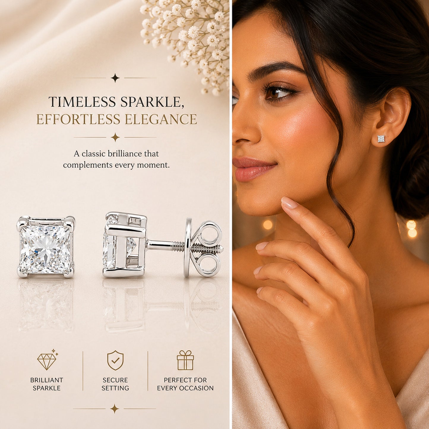 14K/18K Lab-Grown Diamond Solitaire Round Stud Earrings