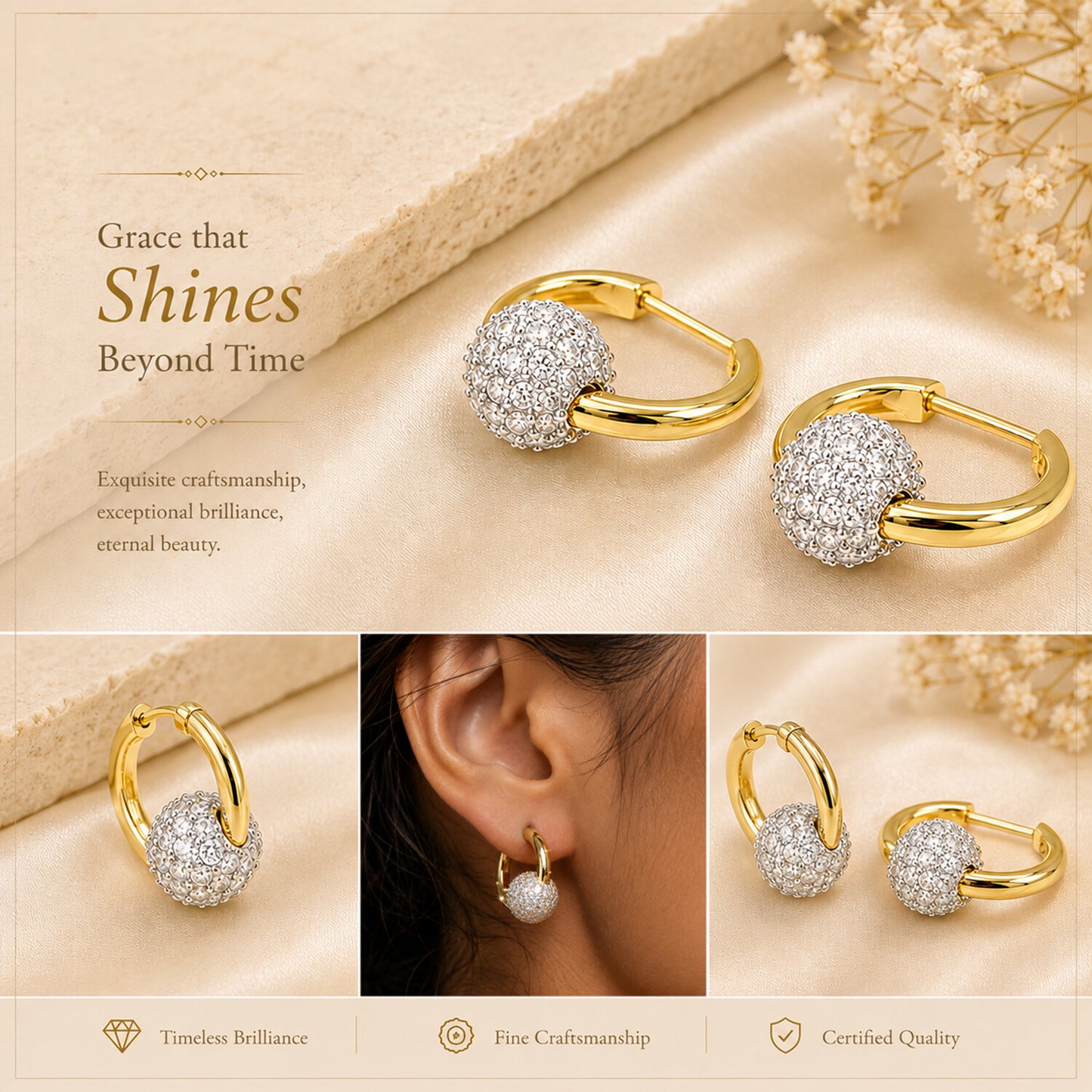 14K/18K Lab-Grown Diamond Round Drop Earrings