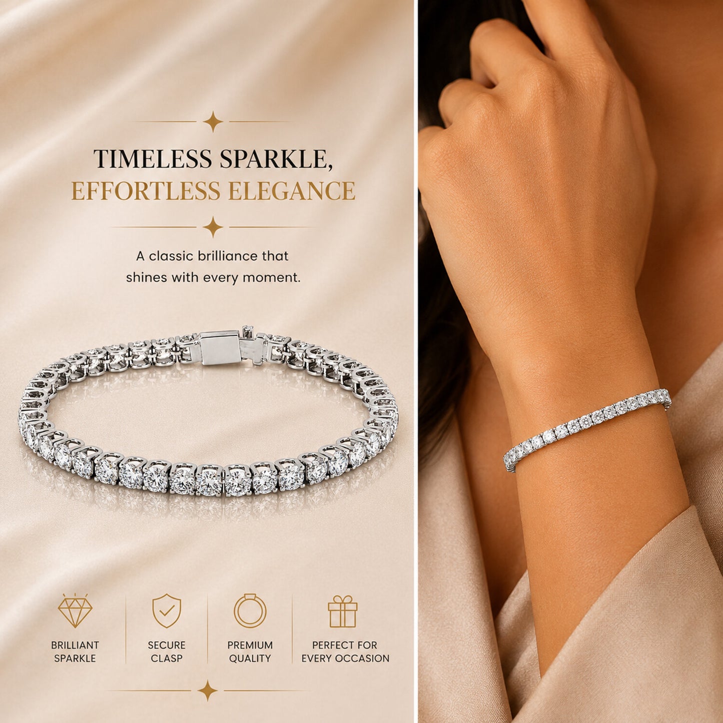 14K/18K Lab Grown Diamond Tennis Bracelet – Round Cut, 5.85ct, BIS Hallmark Gold