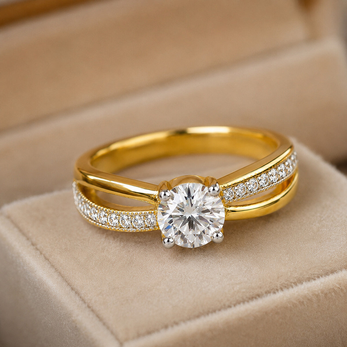 14K/18K Lab Grown Diamond Round Cut Ring for Women