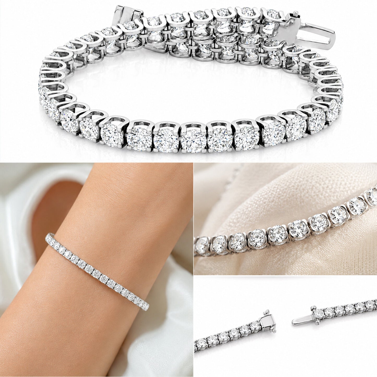 18K Lab Grown Diamond Tennis Bracelet – Round Cut, 5.4ct, BIS Hallmark Gold