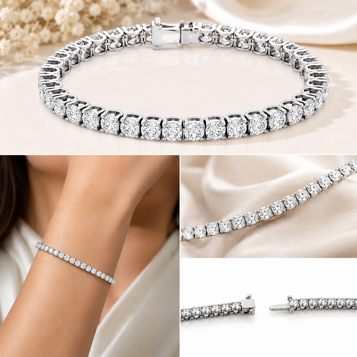 18K Lab Grown Diamond Tennis Bracelet – Round Cut, 5.4ct, BIS Hallmark Gold