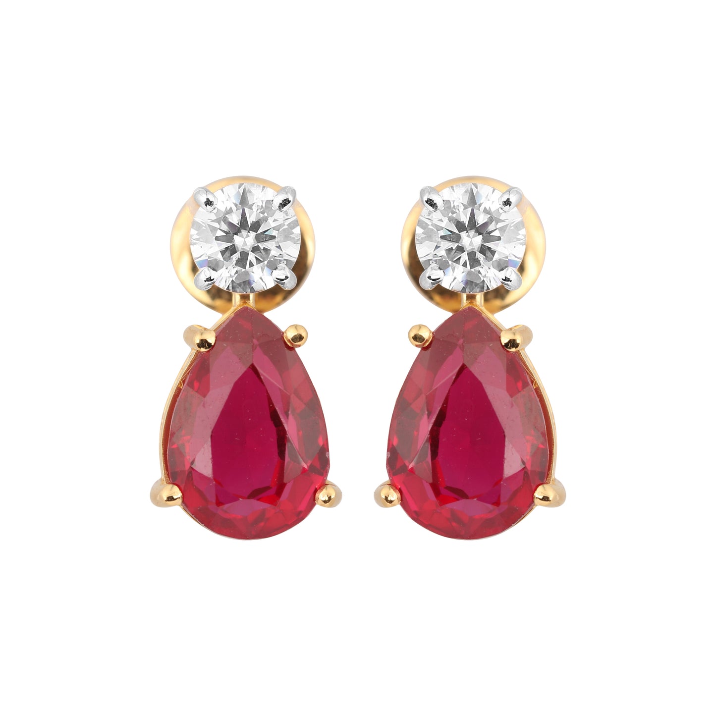 18K Lab-Grown Ruby Pear Drop Earrings