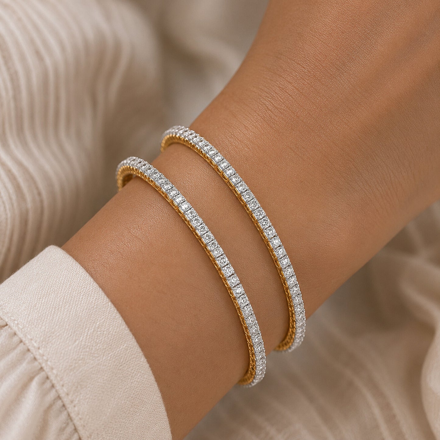 14K/18K Lab Grown Diamond Tennis Bracelet – Round Cut, 13.86ct, BIS Hallmark Gold