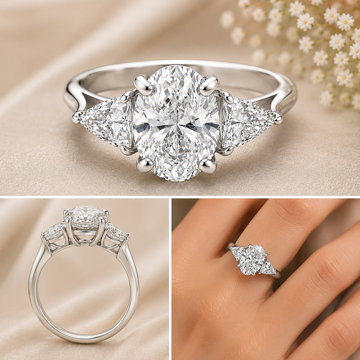 18K Lab Grown Diamond Oval Halo Ring (0.67 ct tw) - BIS Hallmarked Gold