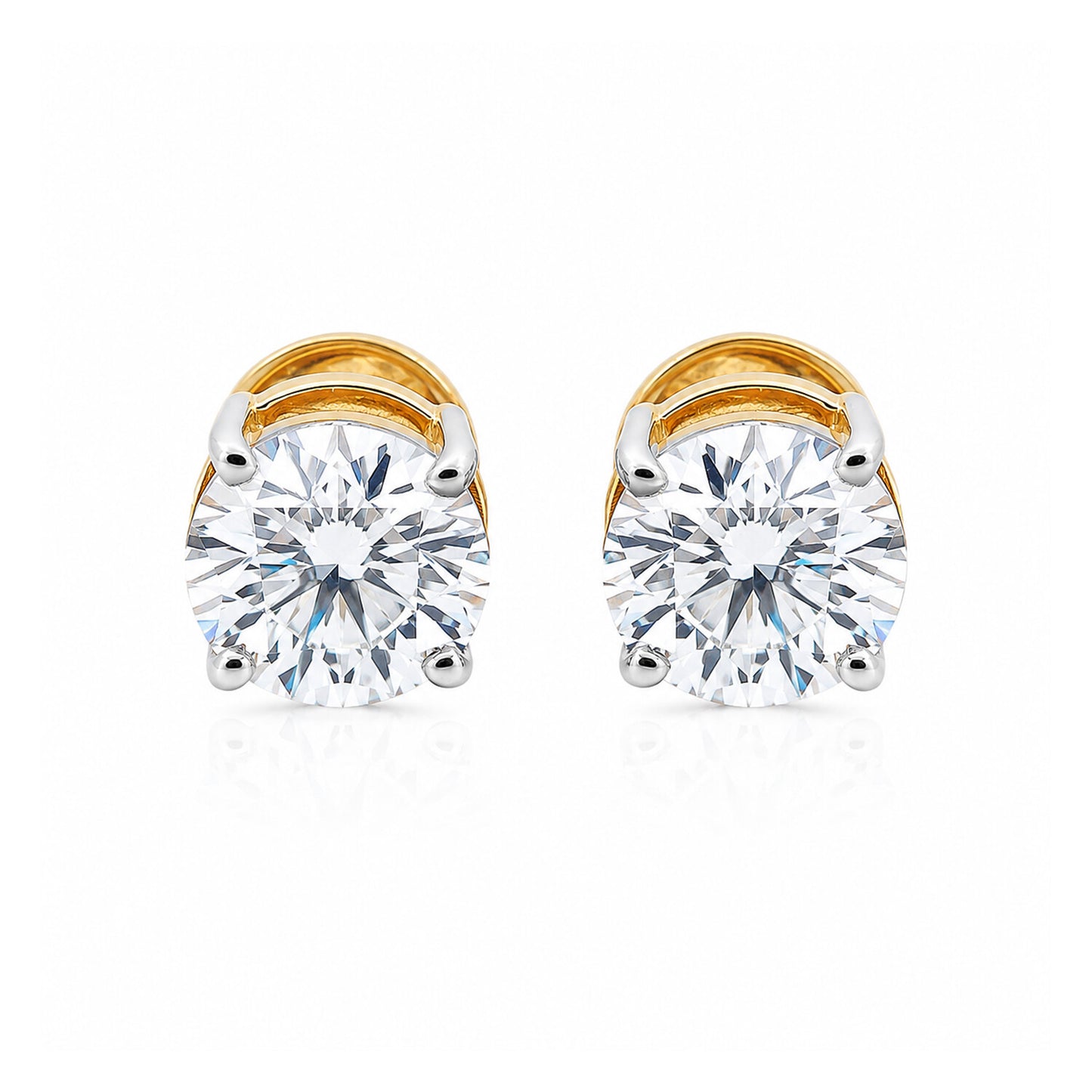 18K Lab-Grown Diamond Solitaire Round Stud Earrings