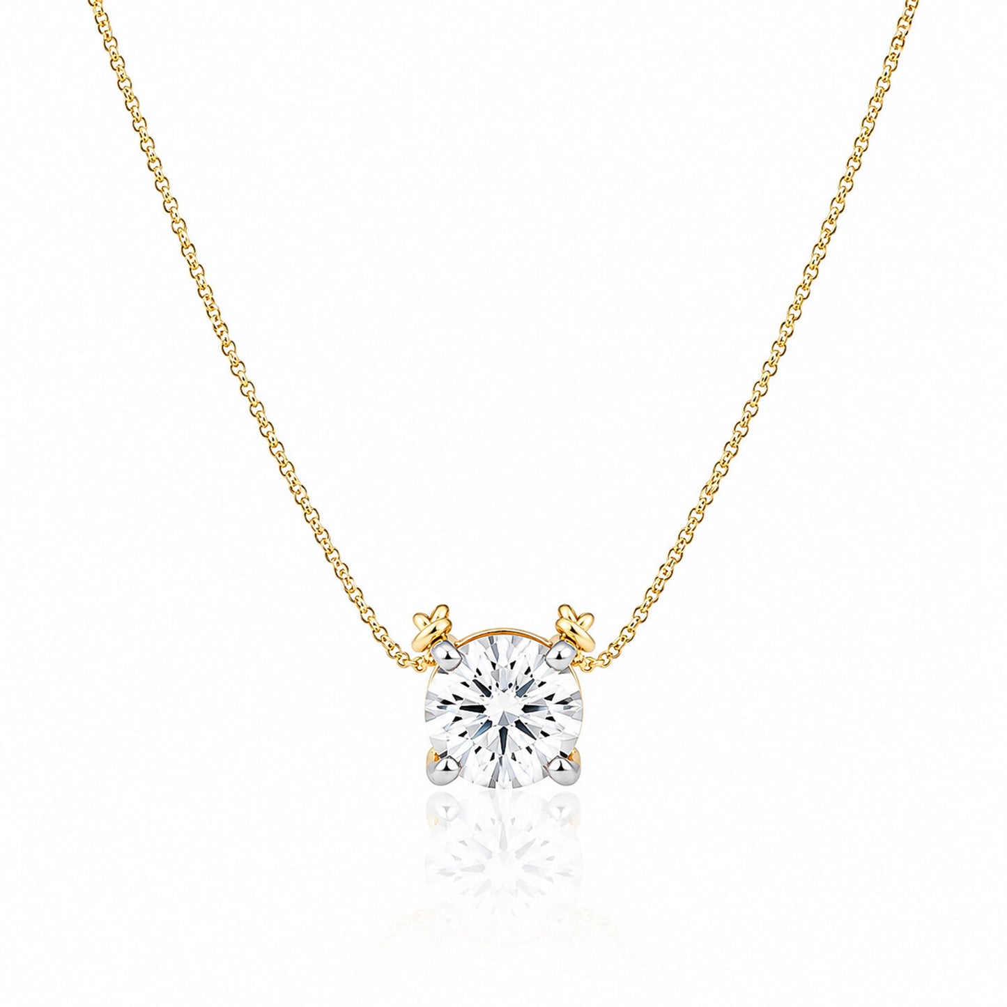14K/18K Gold Minimalist Diamond Accent Pendant Necklace