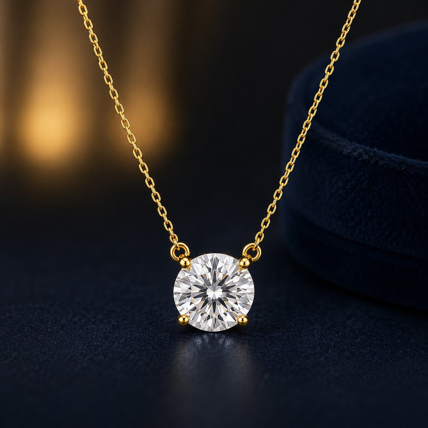 14K/18K Gold Minimalist Diamond Accent Pendant Necklace