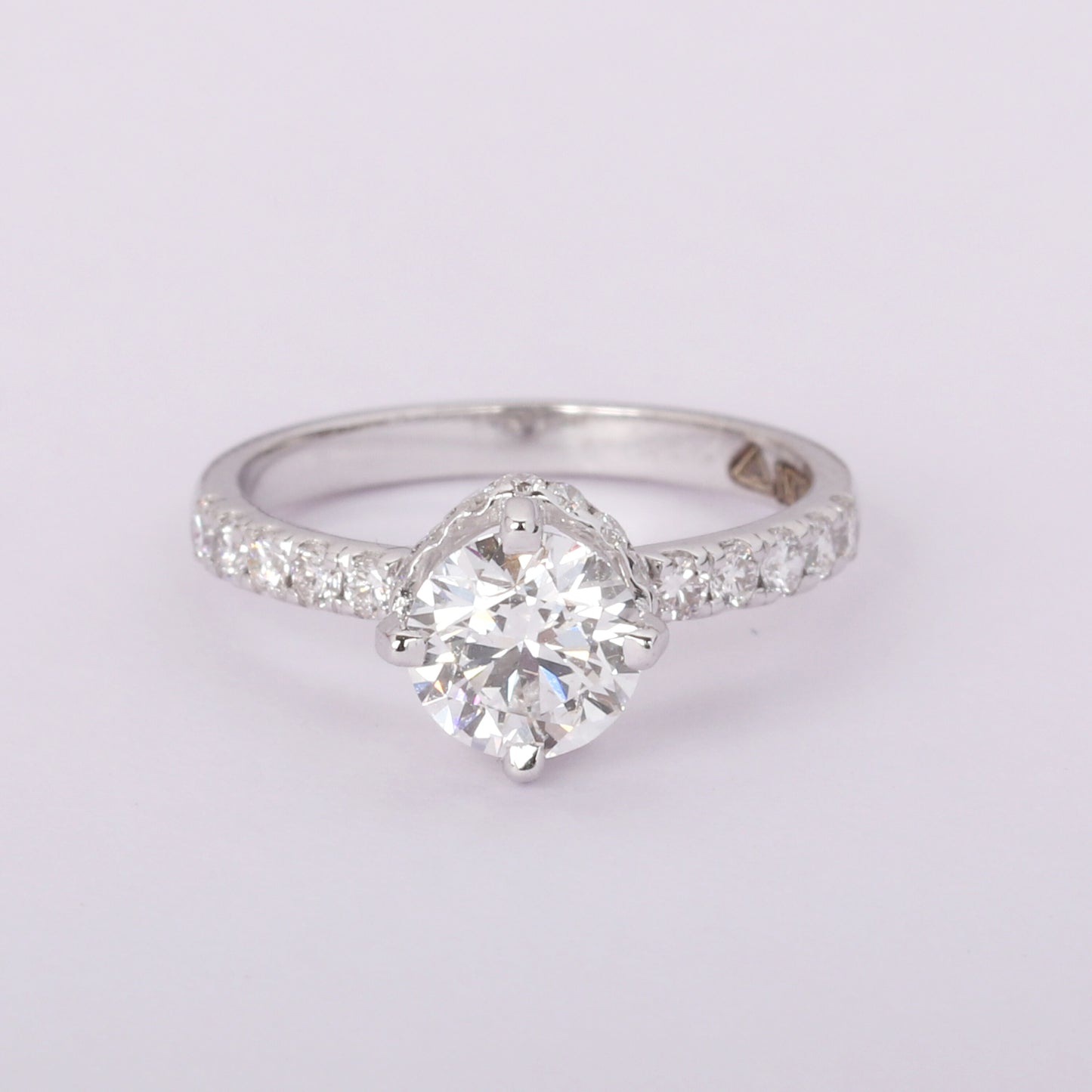 14K Lab Grown Diamond Round Petite Halo Ring | IGI Certified