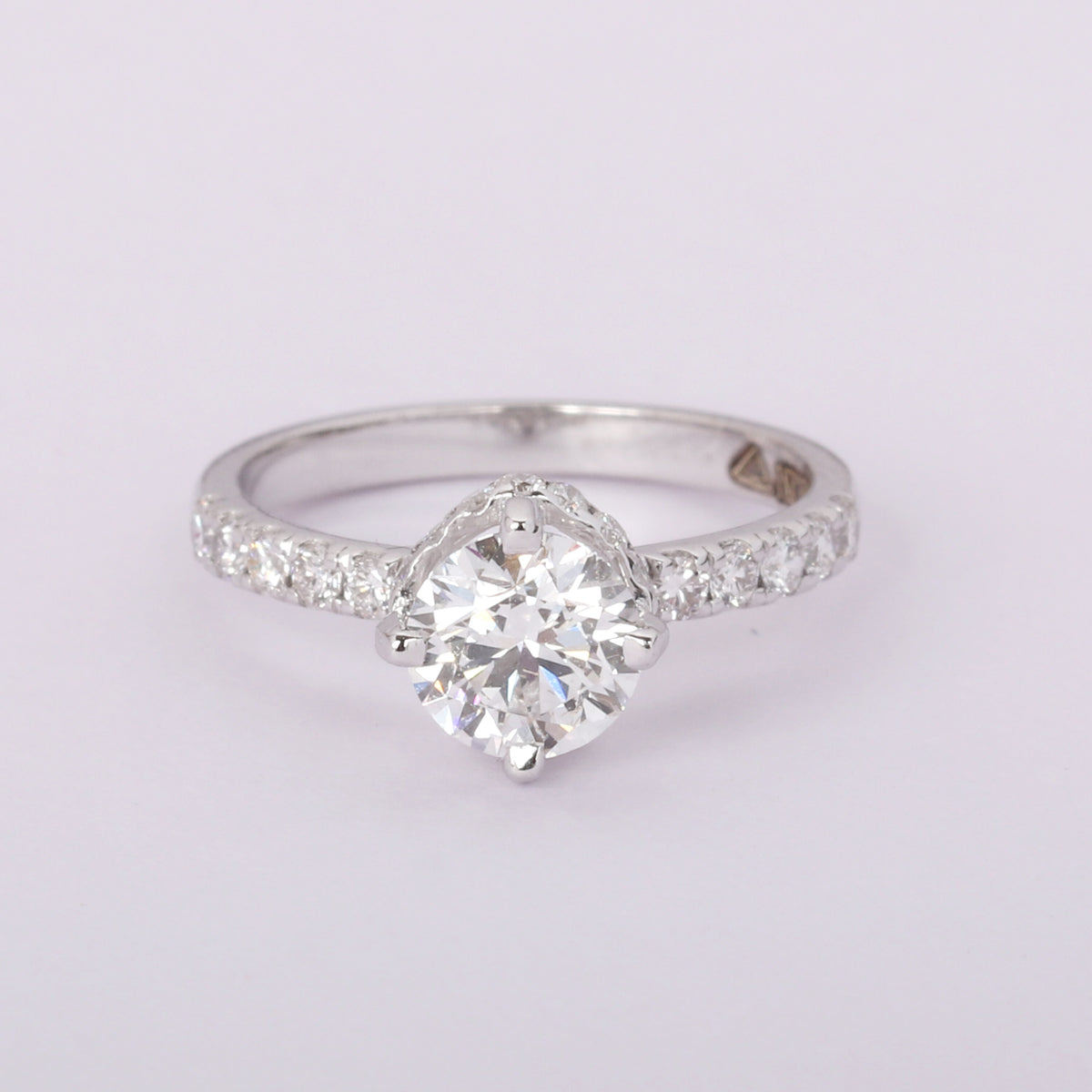 14K Lab Grown Diamond Round Petite Halo Ring | IGI Certified