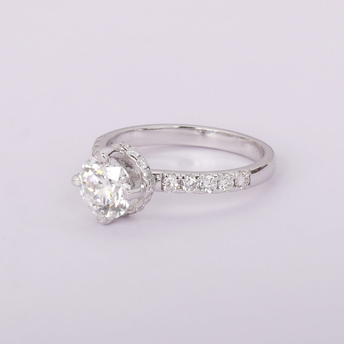 14K Lab Grown Diamond Round Petite Halo Ring | IGI Certified