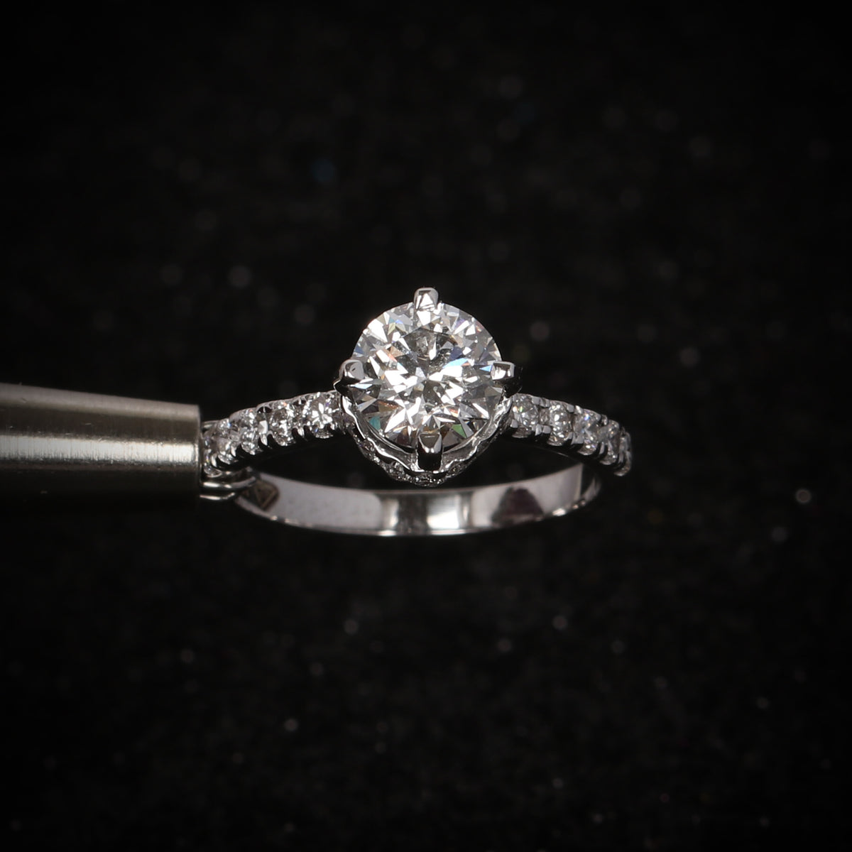 14K Lab Grown Diamond Round Petite Halo Ring | IGI Certified