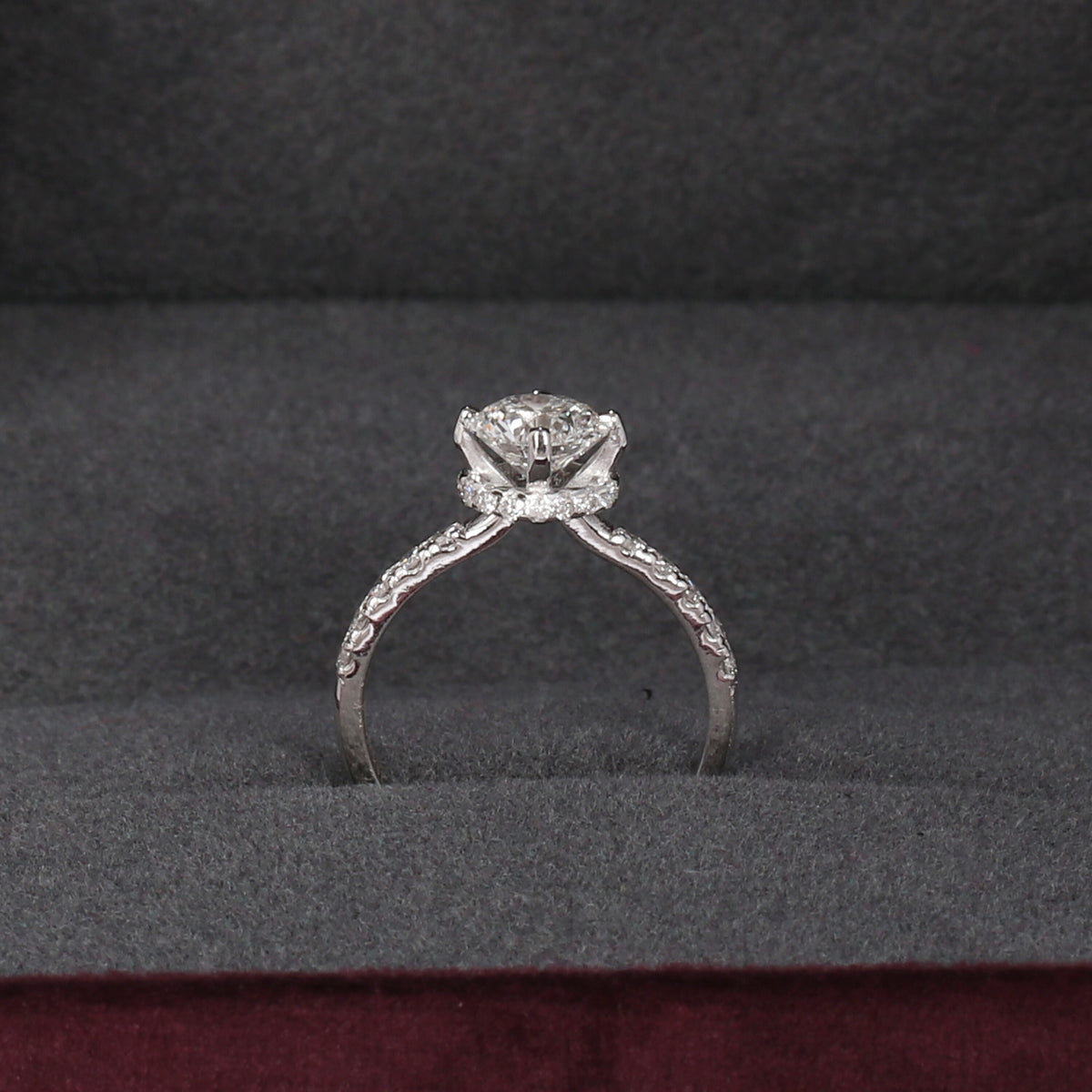 14K Lab Grown Diamond Round Petite Halo Ring | IGI Certified