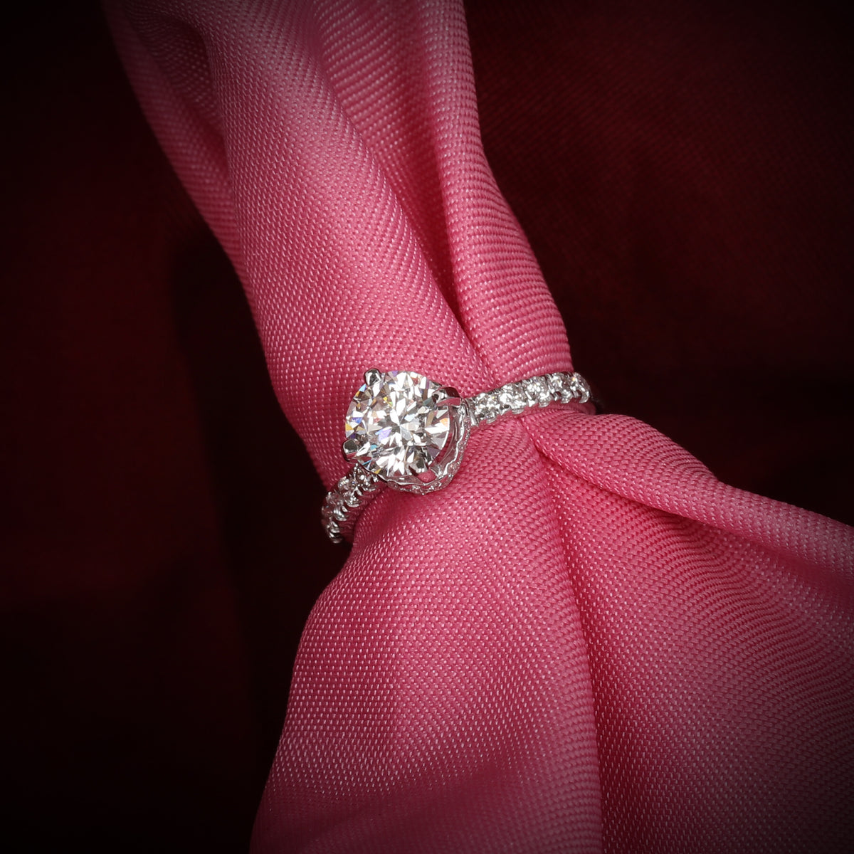 14K Lab Grown Diamond Round Petite Halo Ring | IGI Certified