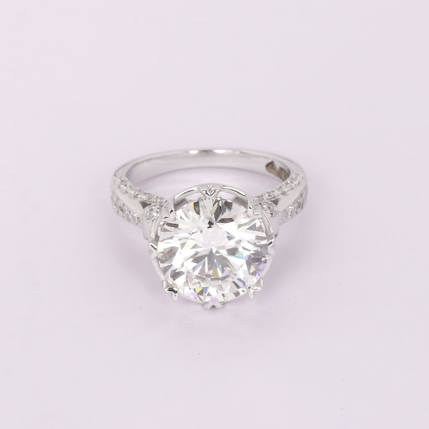 14K Lab Grown Diamond Round-Cut Pave Halo Cluster Ring