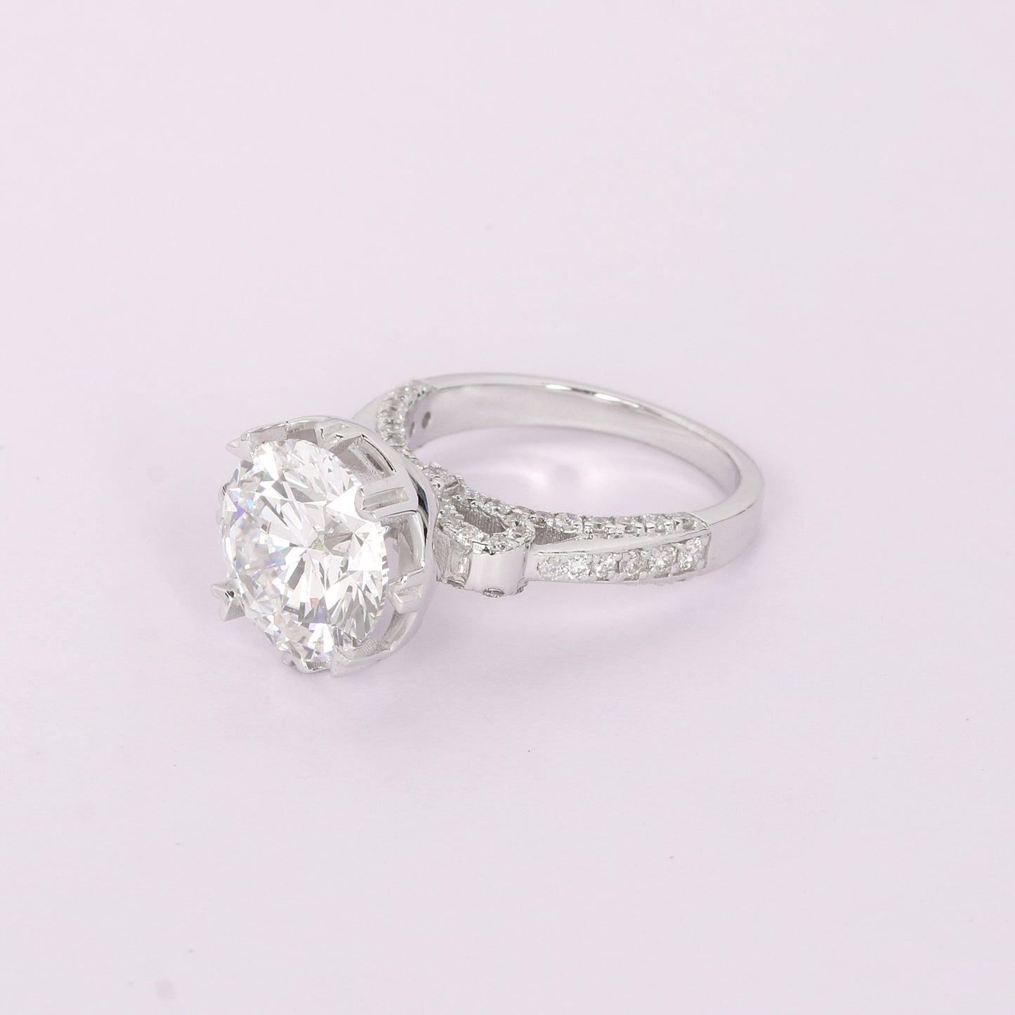 14K Lab Grown Diamond Round-Cut Pave Halo Cluster Ring