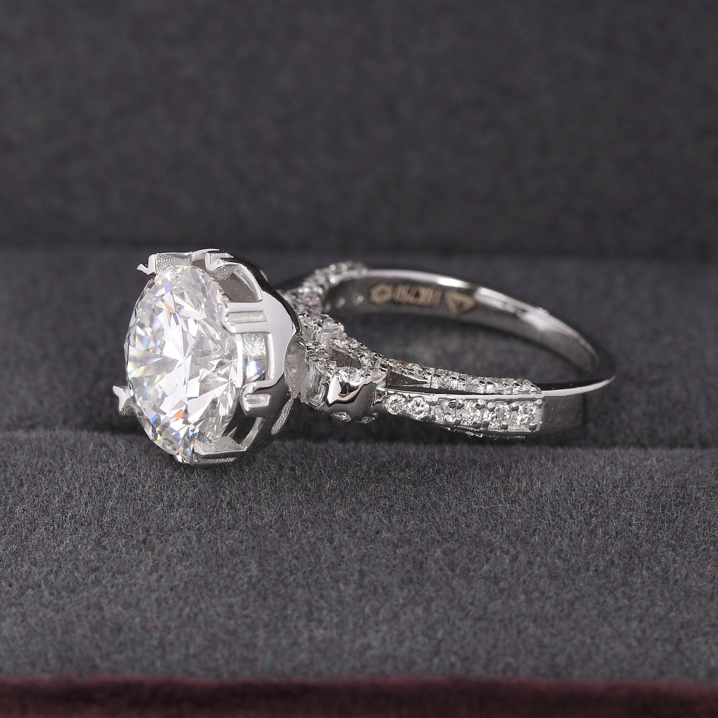 14K Lab Grown Diamond Round-Cut Pave Halo Cluster Ring