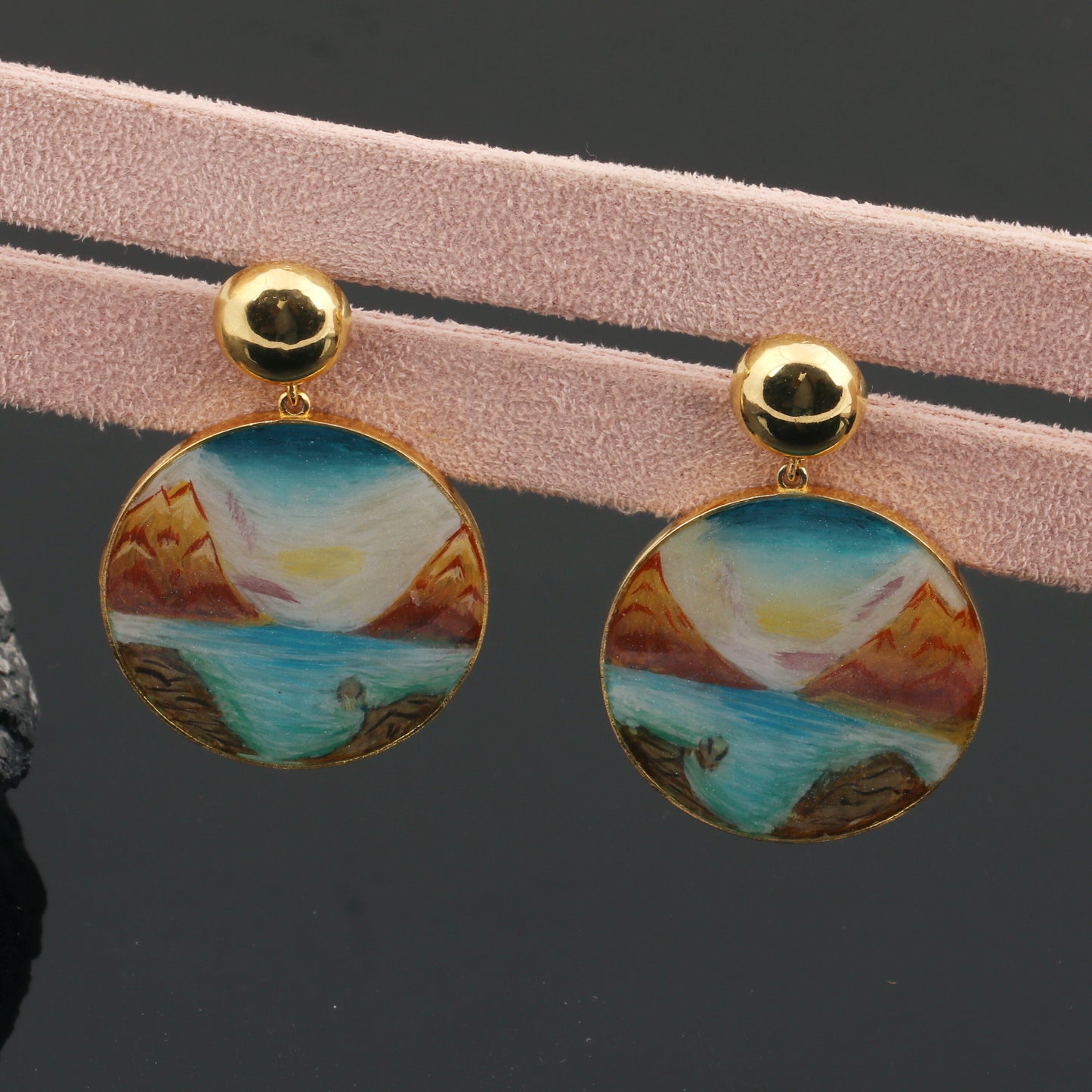 18K Lab-Created Black Onyx Pear Drop Earrings