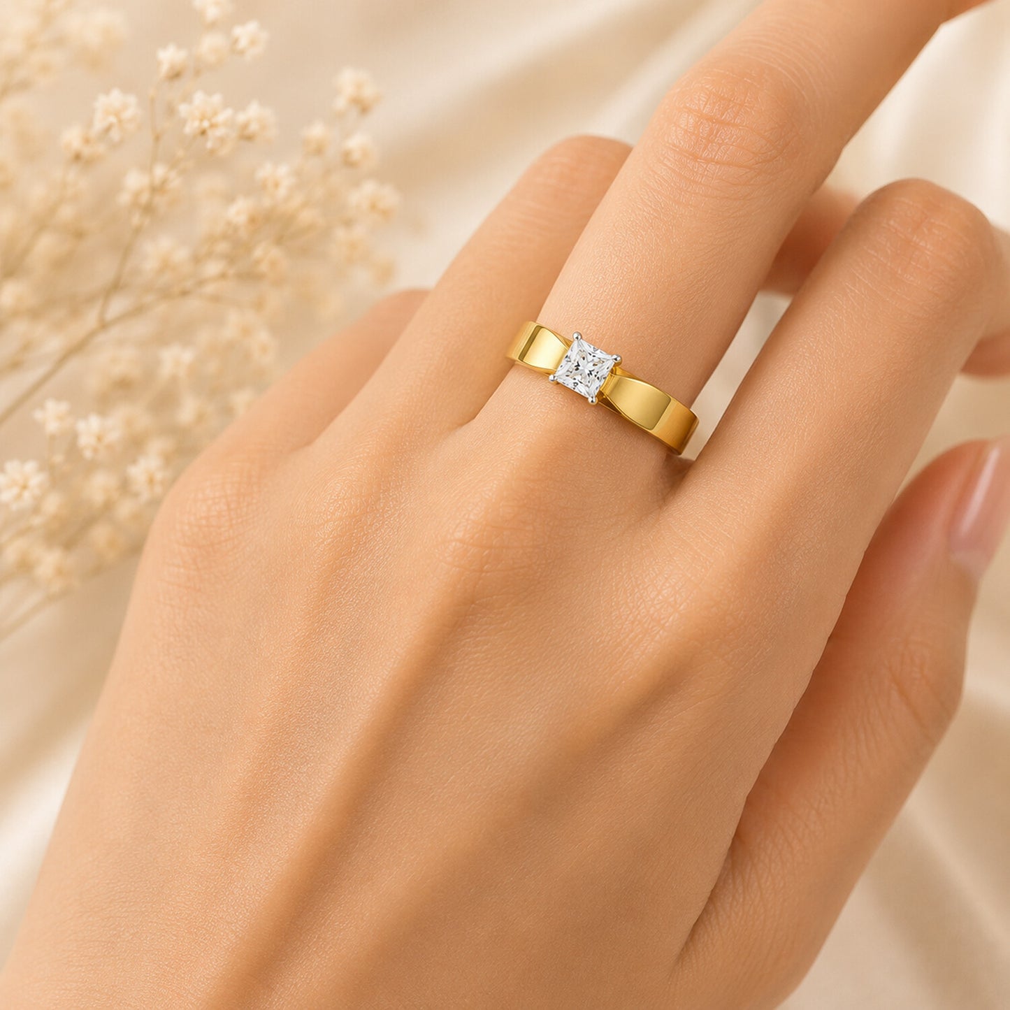 18K Solid Gold Plain Band Ring - Minimalist Stackable, BIS Hallmarked