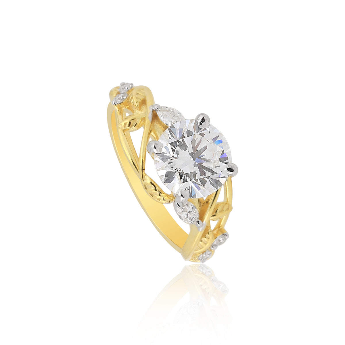 18K Lab Grown Diamond Round Halo Ring (0.19 ct tw) - BIS Hallmarked Gold