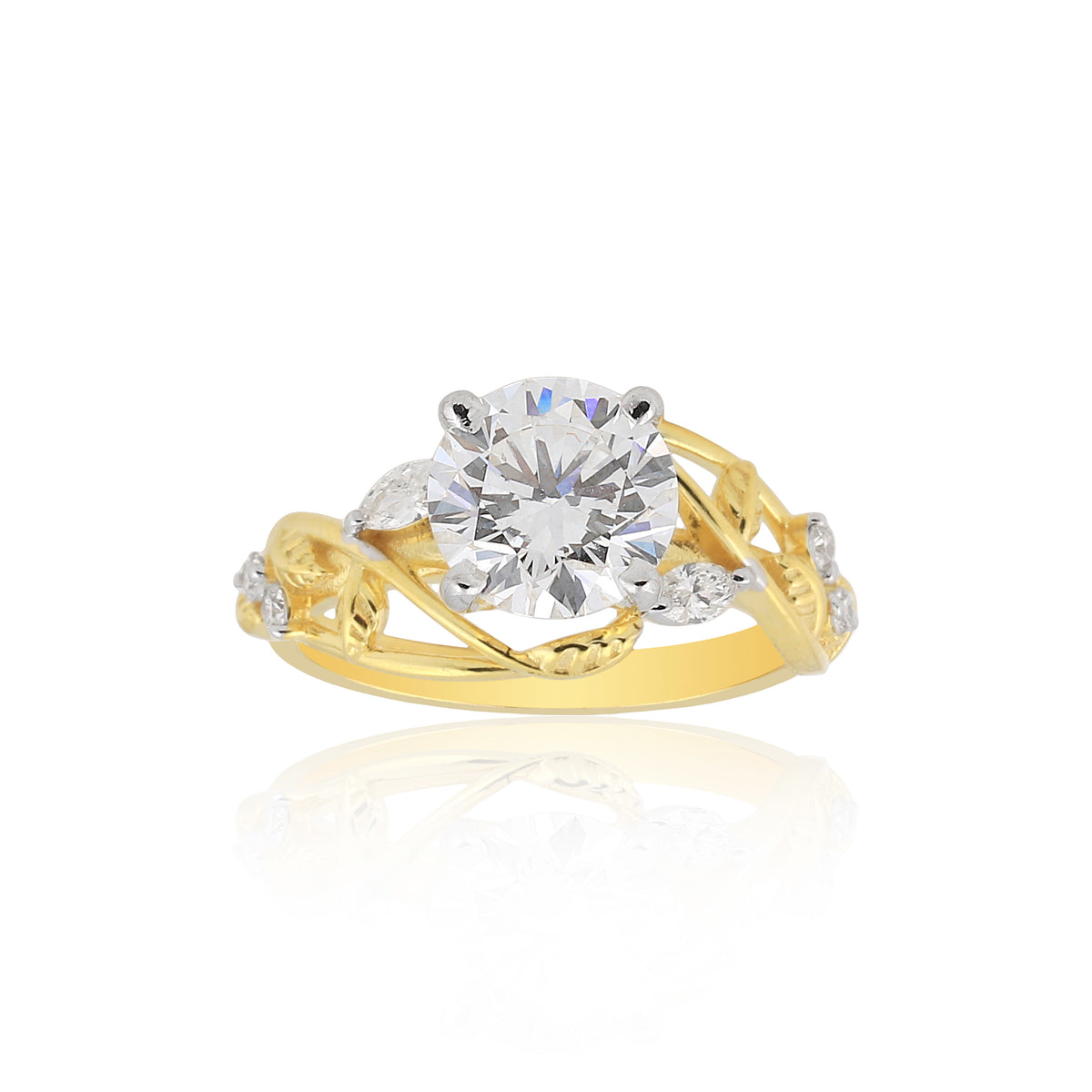 18K Lab Grown Diamond Round Halo Ring (0.19 ct tw) - BIS Hallmarked Gold