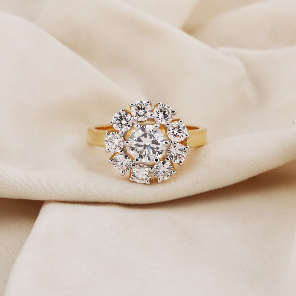 14K/18K Lab Grown Diamond Round Halo Ring (0.34 ct tw) - BIS Hallmarked Gold