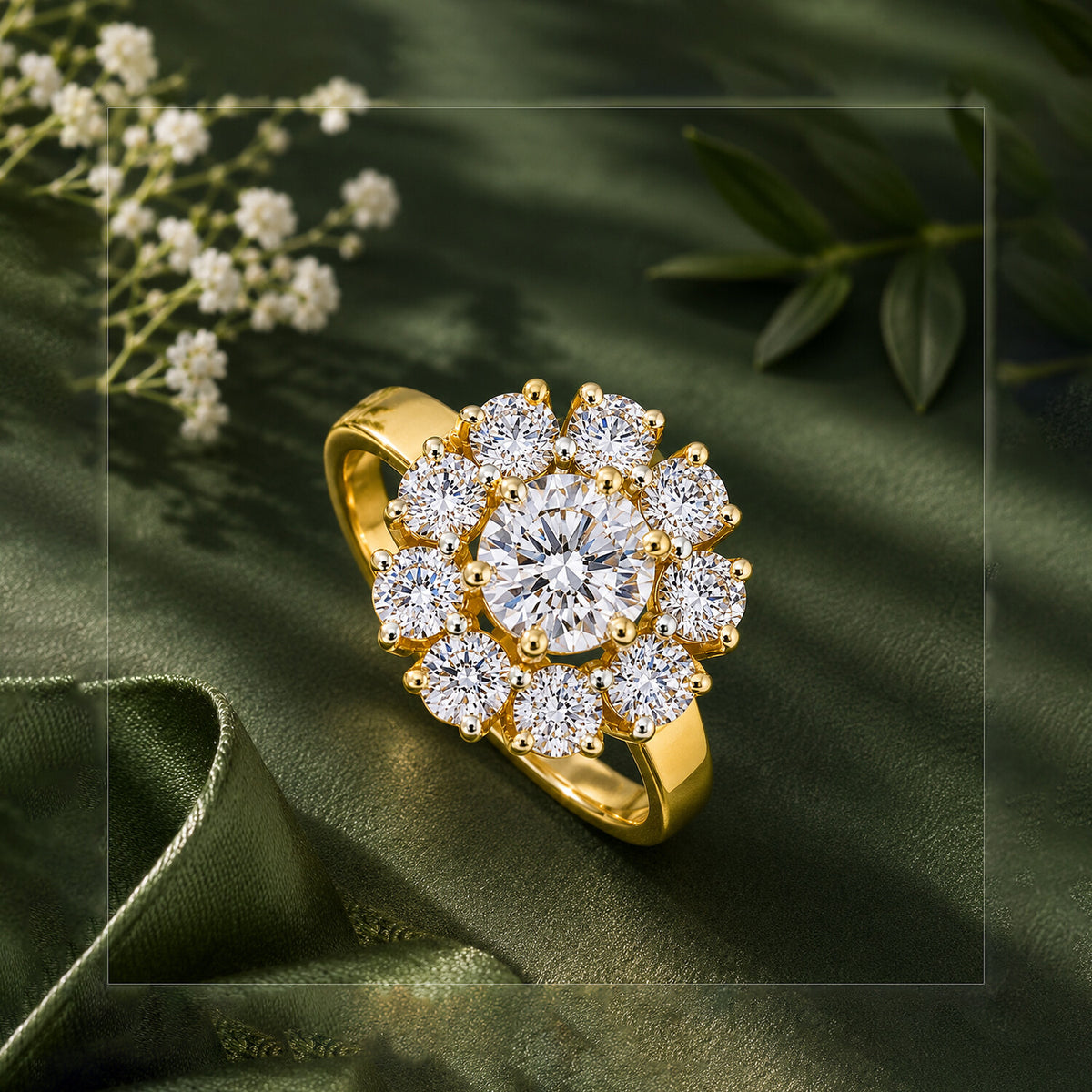 14K/18K Lab Grown Diamond Round Halo Ring (0.34 ct tw) - BIS Hallmarked Gold