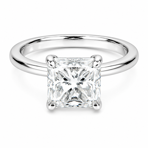 Certified 5.2ct VS1/Radiant Cut/White Moissanite Ring 18K Gold Plated