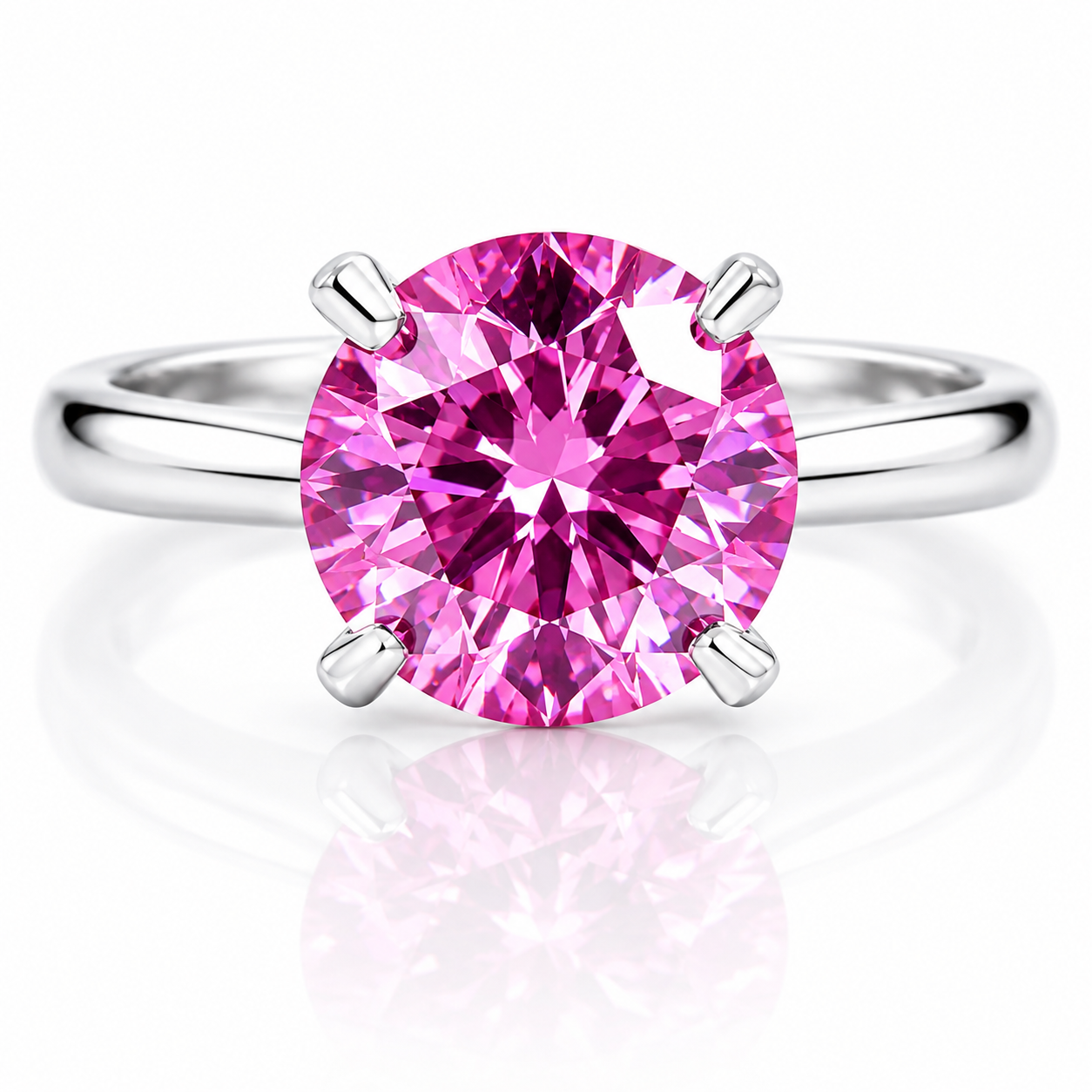 1.2ct Certified VVS1 Pink Moissanite Solitaire Ring For Women 18K Gold Plated Verme 18K Gold Plated