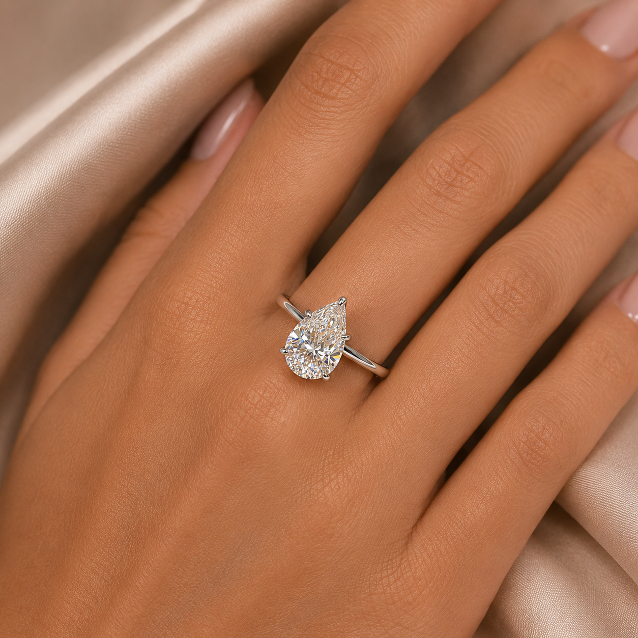 8.35ct DEW White Moissanite Pear Solitaire Ring