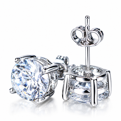 4.20ct DEW White Moissanite Round Solitaire Stud Earrings