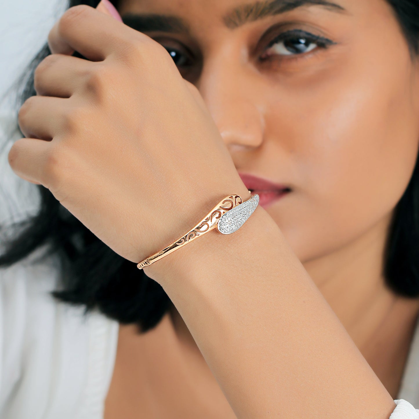 0.91 Ct Natural Diamond Bracelet H-I Color VS Clarity Solid Gold Fine Jewellery