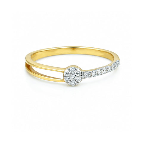 0.17 Ct. IGI Certified Natural Diamond 18k Yellow Gold Floral Design Ring