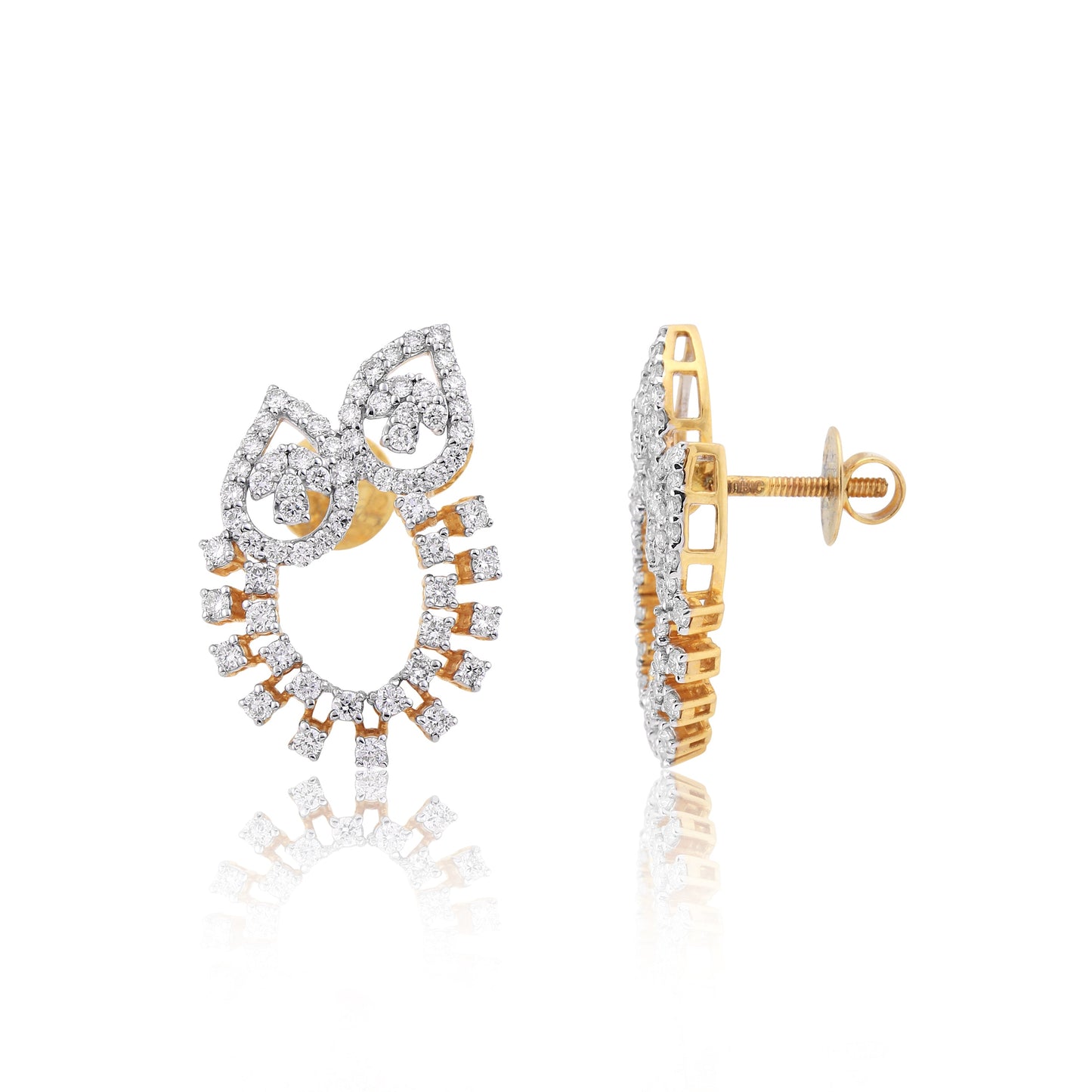 1.05 Ct Natural 18KT Gold Stud Earrings Diamond earrings for girls