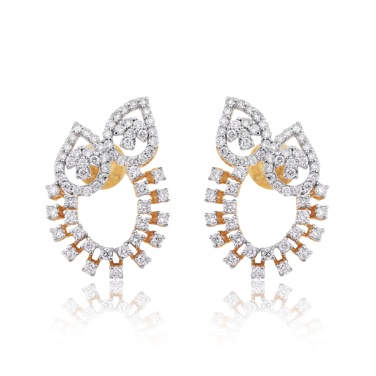 1.05 Ct Natural 18KT Gold Stud Earrings Diamond earrings for girls