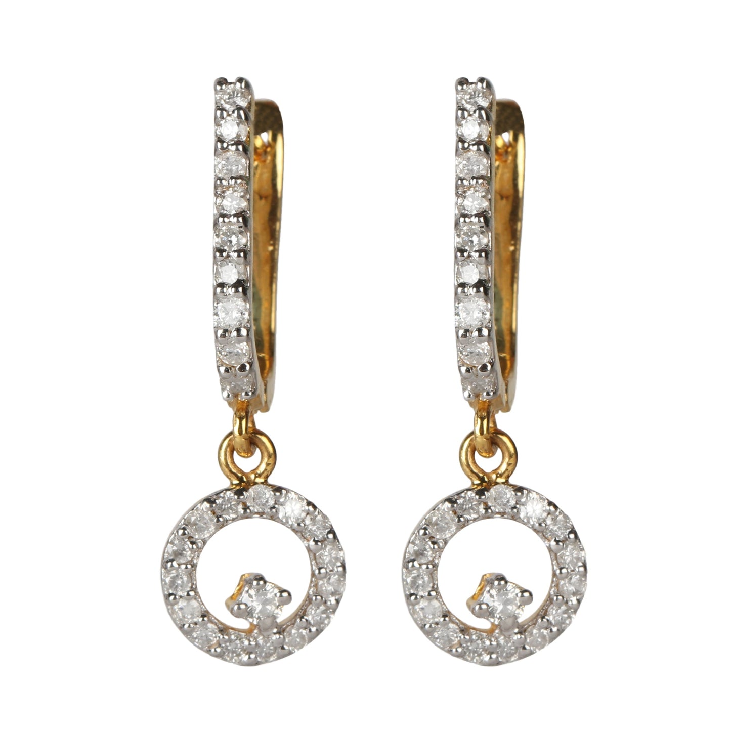 18K Yellow Gold Earrings Dangle & Drop with EGL Certified Diamonds 0.53 Ct.