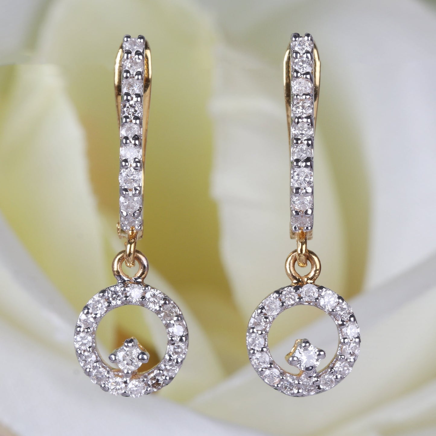 18K Yellow Gold Earrings Dangle & Drop with EGL Certified Diamonds 0.53 Ct.
