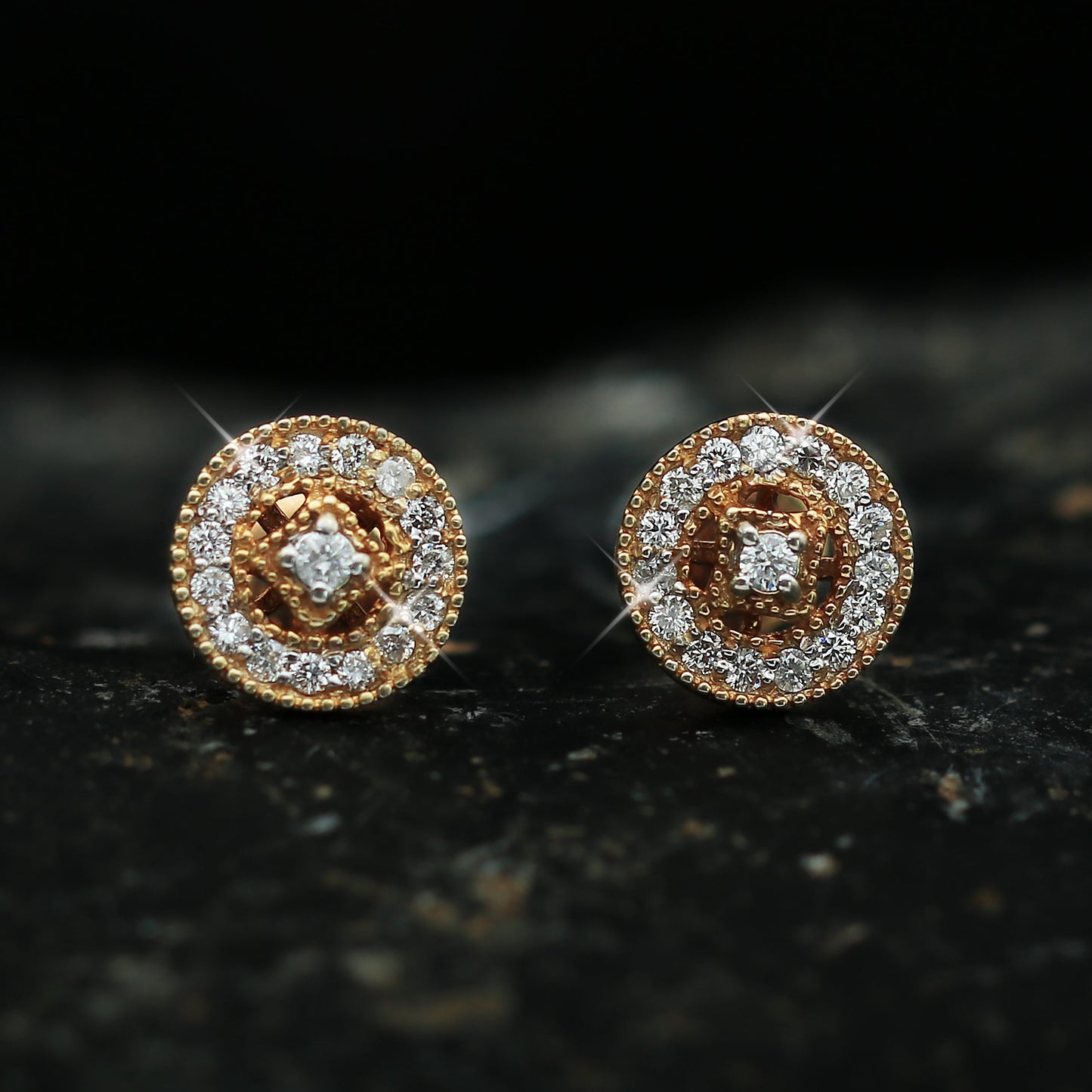 18K Rose Gold Diamond Stud Earrings with 0.40 Ct. Certified