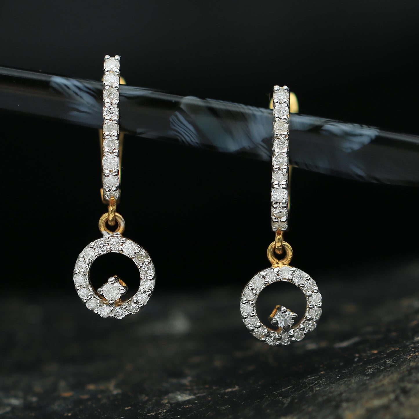 18K Yellow Gold Earrings Dangle & Drop with EGL Certified Diamonds 0.53 Ct.